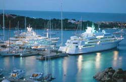 Luxury yachts at rest